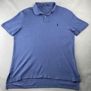 Polo Ralph Lauren Men L Blue Heathered Short Sleeve Polo Shirt Pony Preppy Daily